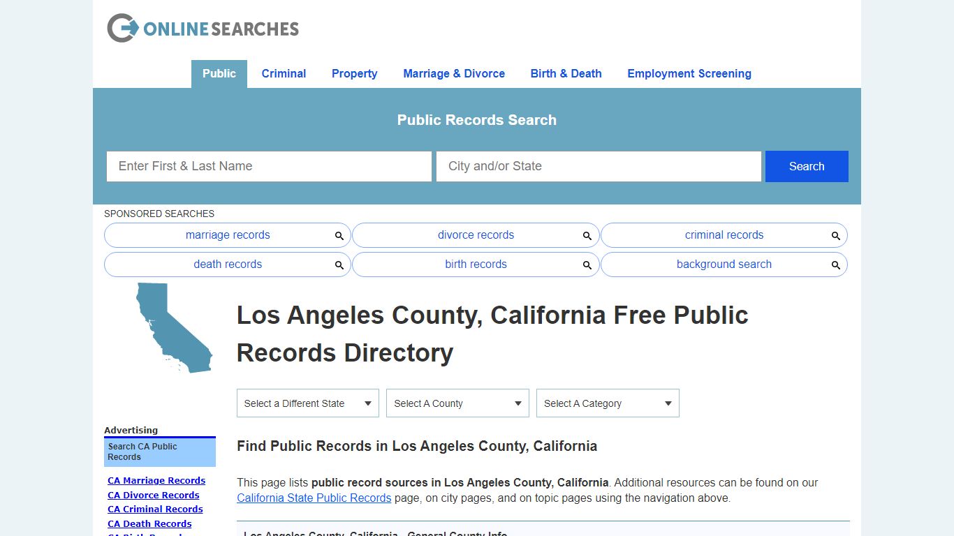 Los Angeles County, California Free Public Records Directory