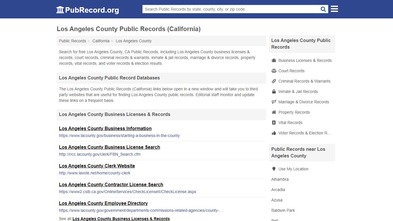 Free Los Angeles County Public Records (California Public Records)