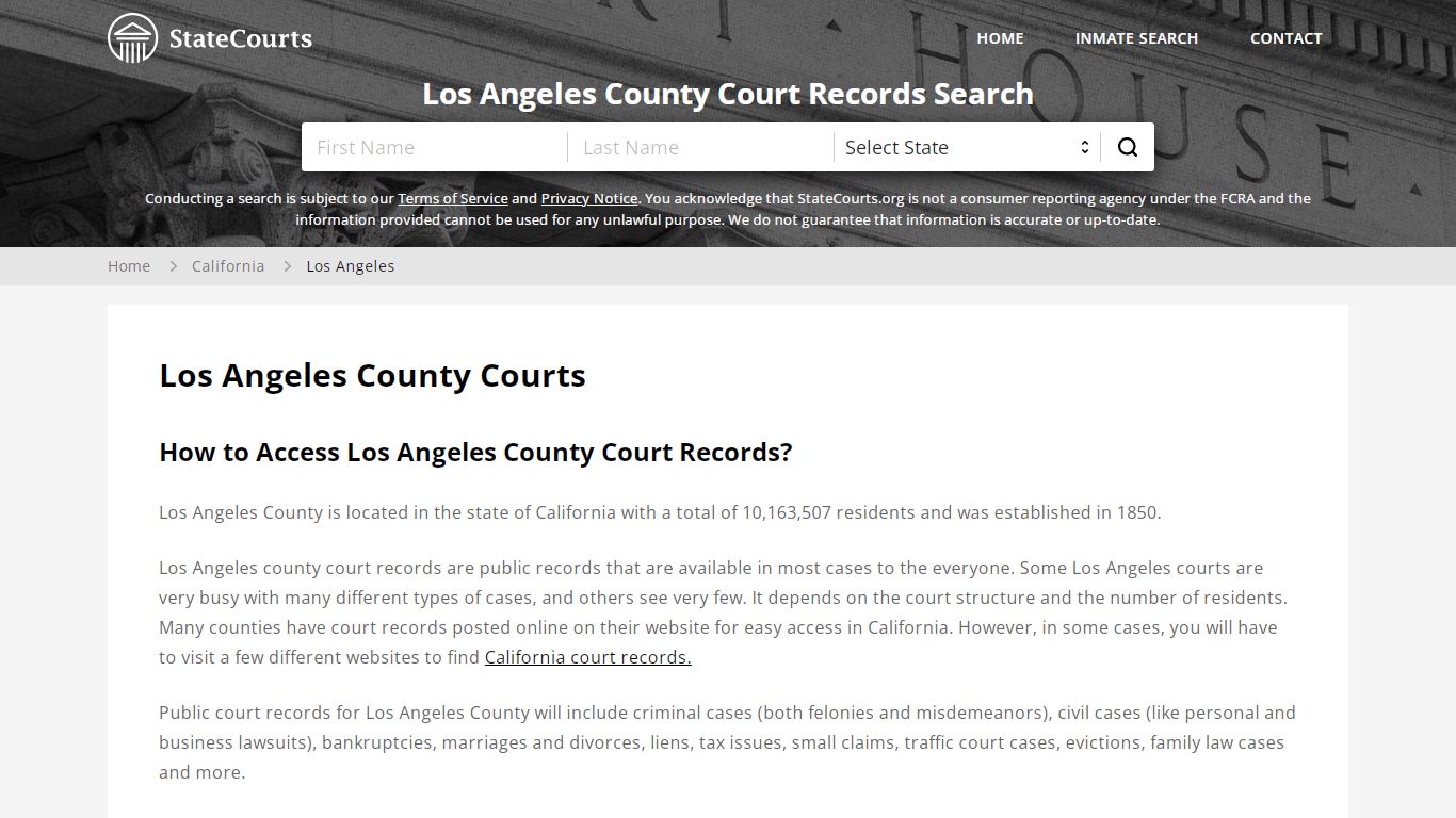 Los Angeles County, CA Courts - Records & Cases - StateCourts