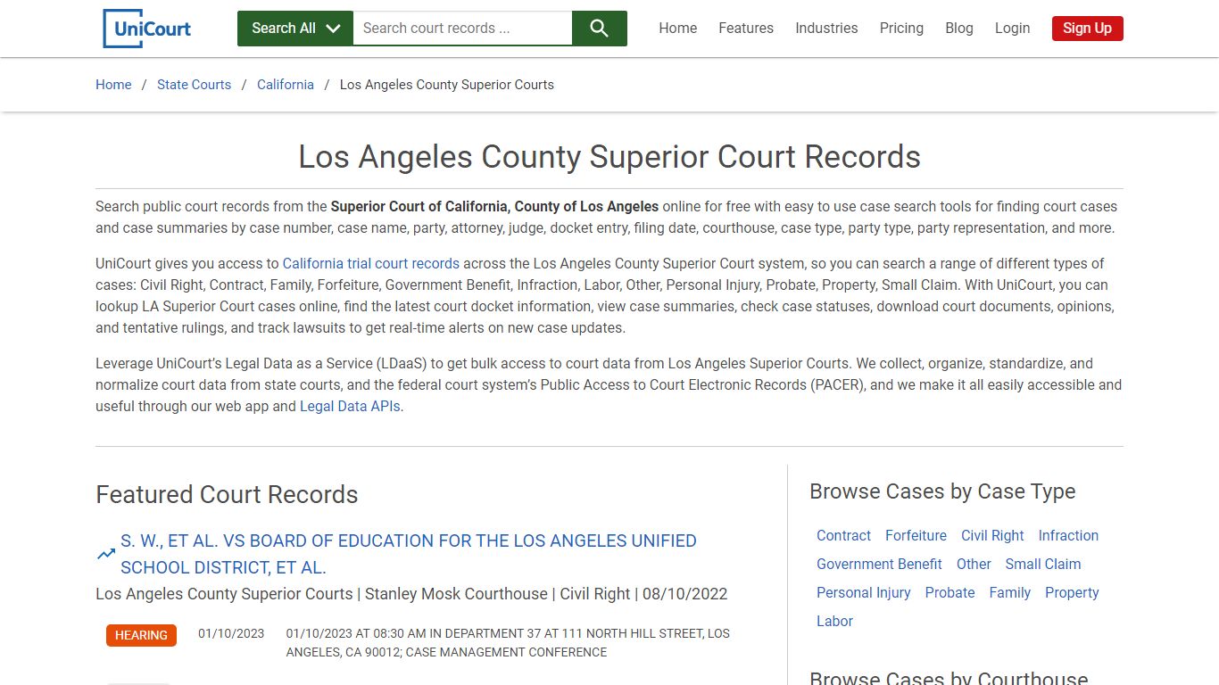 Los Angeles County Superior Court Records | California | UniCourt